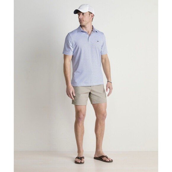 Vineyard Vines Men’s Polo Shirt XXL Blue White Stripe Performance Stretch Whale - Picture 15 of 15